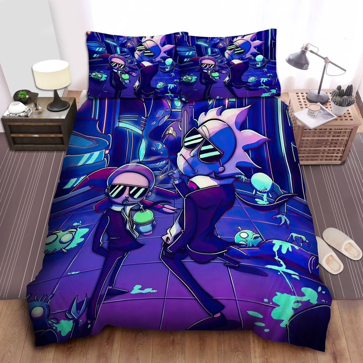 Cool Rick And Morty Men In Black Bed Sheets Spread Duvet Cover Bedding Set - Unique Anime Apparel for Fans