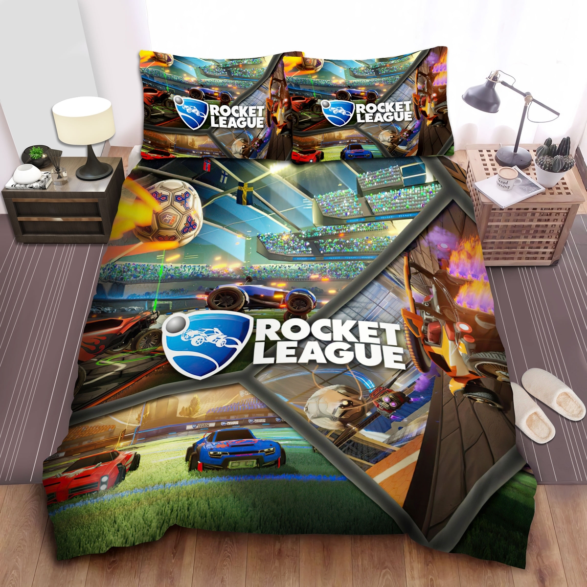 Cool Rocket League Digital Illustration Bed Sheets Spread Comforter Duvet Cover Bedding Set - Unique Anime Apparel for Fans