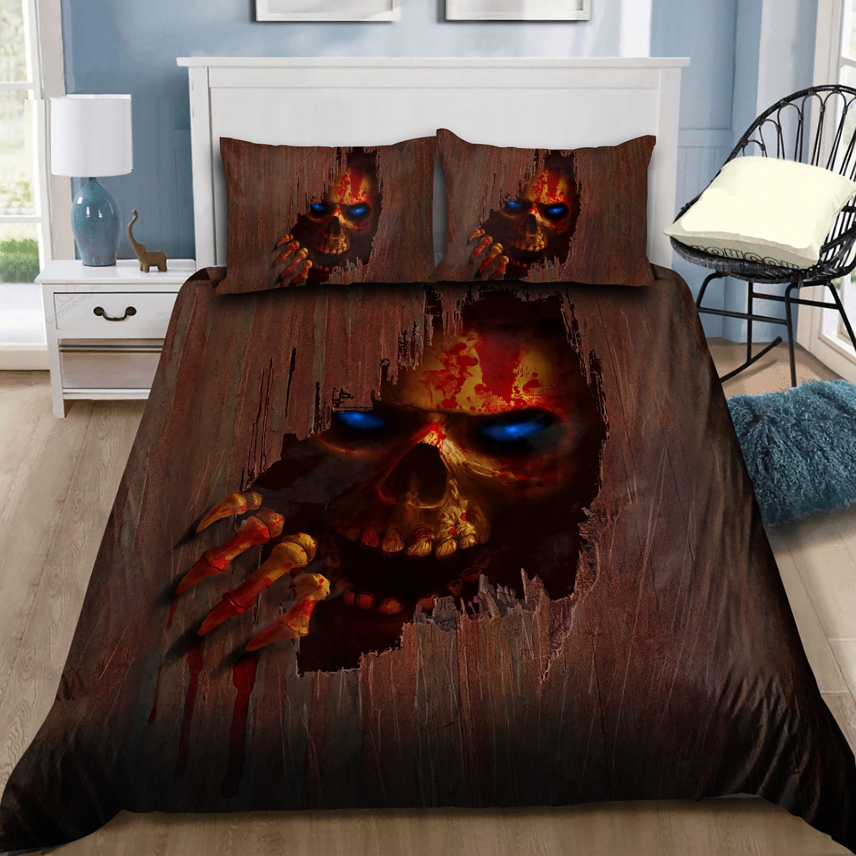 Cool Skull Bedding Set Bed Sheets Spread Comforter Duvet Cover Bedding Set - Unique Anime Apparel for Fans
