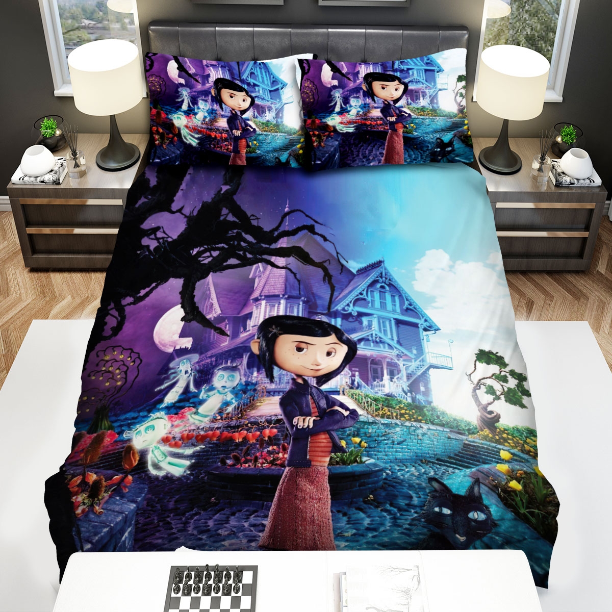 Coraline And The House Halloween Bed Sheets Spread Duvet Cover Bedding Set - Unique Anime Apparel for Fans
