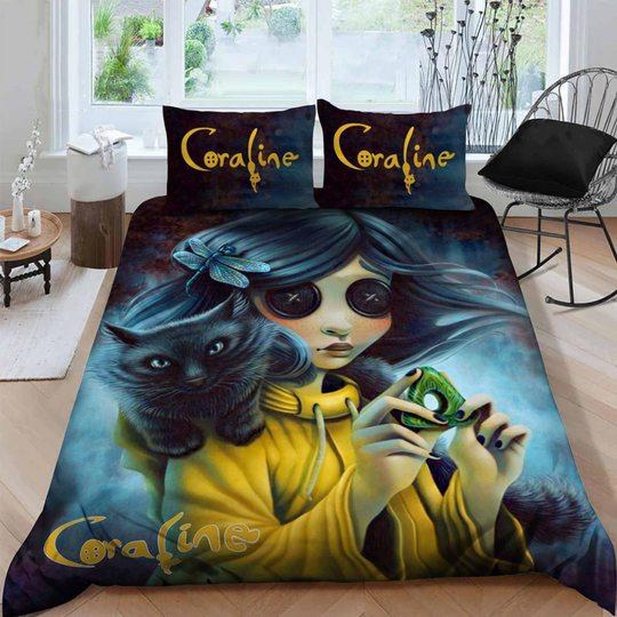 Coraline Bedding Set Sleepy Halloween And Christmas (Duvet Cover & Pillow Cases) - Unique Anime Apparel for Fans