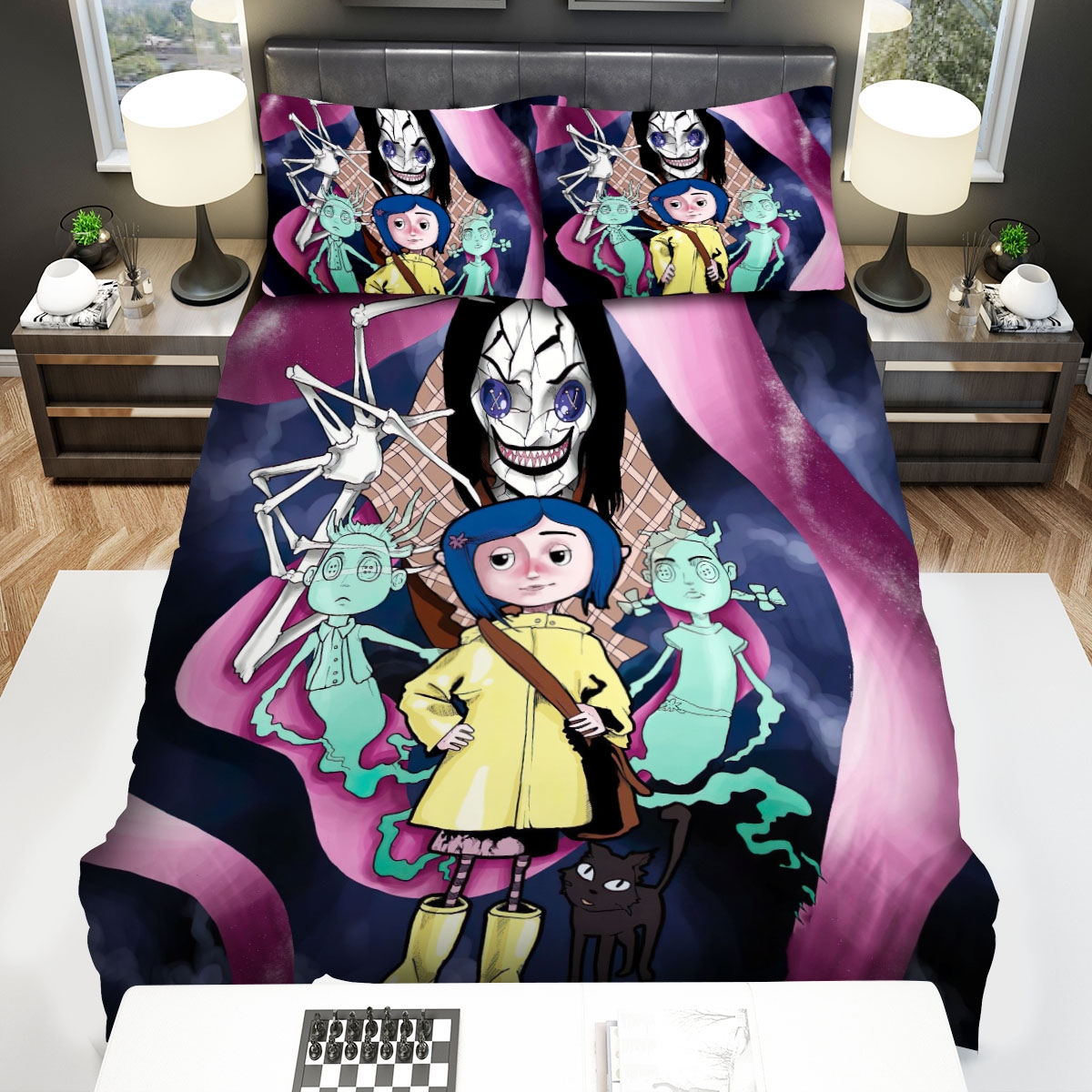 Coraline With The Other Mother Art Bed Sheets Spread Duvet Cover Bedding Set - Unique Anime Apparel for Fans