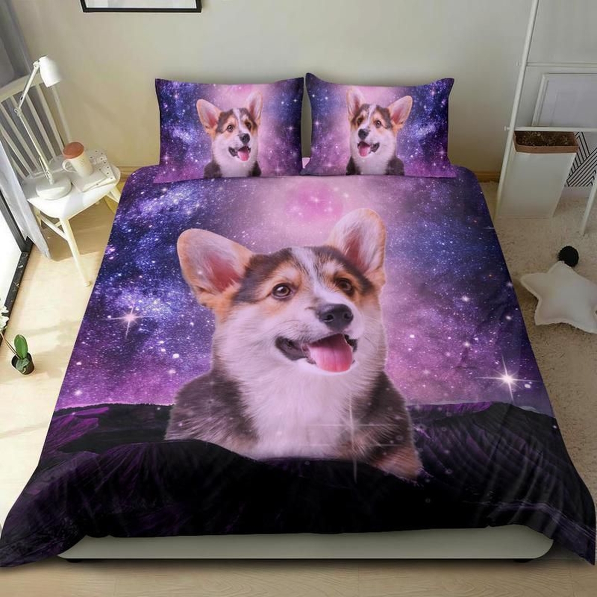 Corgi Bed Sheets Spread Comforter Duvet Cover Bedding Set - Unique Anime Apparel for Fans