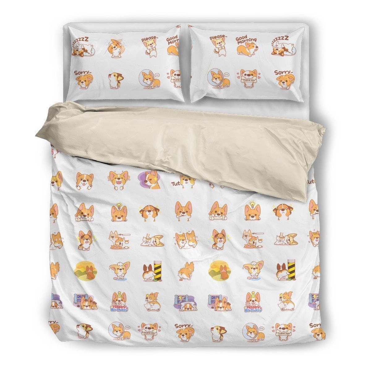 Corgi Bed Sheets Spread Duvet Cover Bedding Set - Unique Anime Apparel for Fans