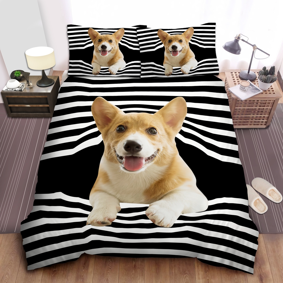 Corgi Dog Bedding Set Bed Sheets Spread Duvet Cover Bedding Set - Unique Anime Apparel for Fans