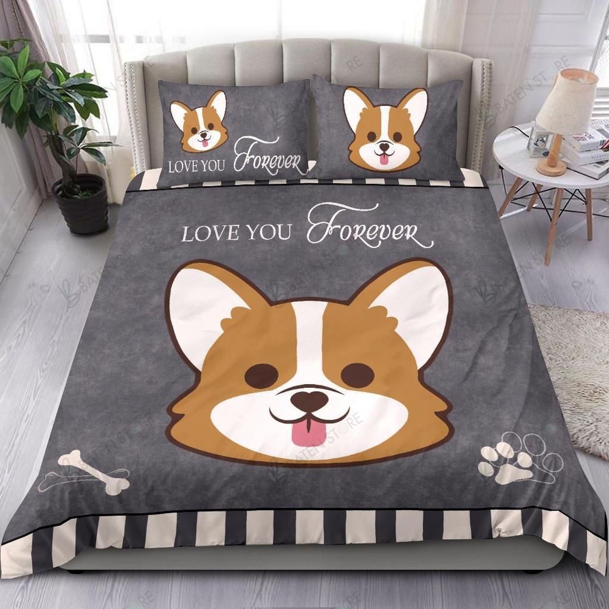 Corgi Love You Forever Bed Sheets Duvet Cover Bedding Set Great Gifts For Birthday Christmas Thanksgiving - Unique Anime Apparel for Fans