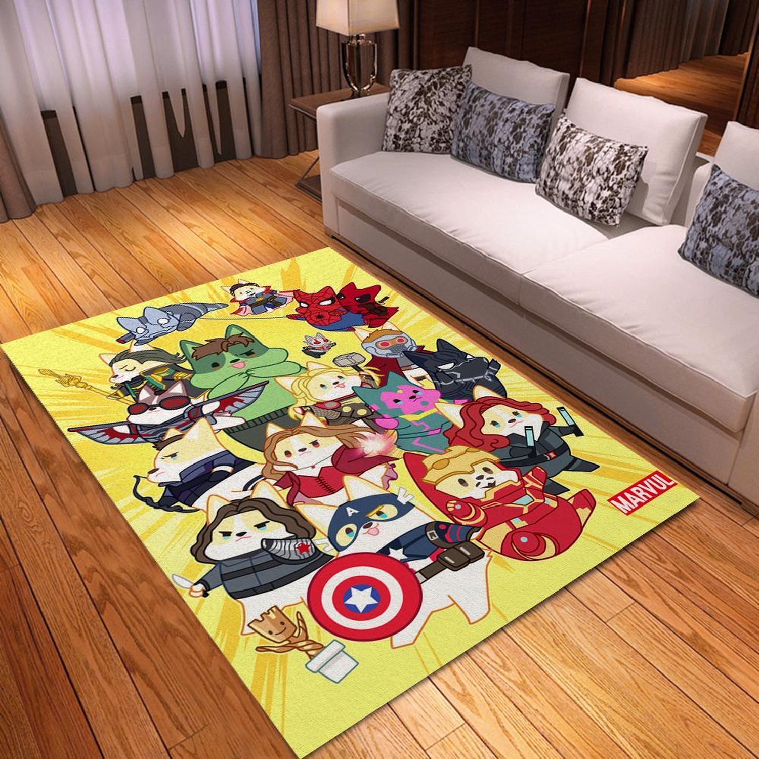 Corgi Marvel Area Limited Edition Rug - Unique Anime Apparel for Fans