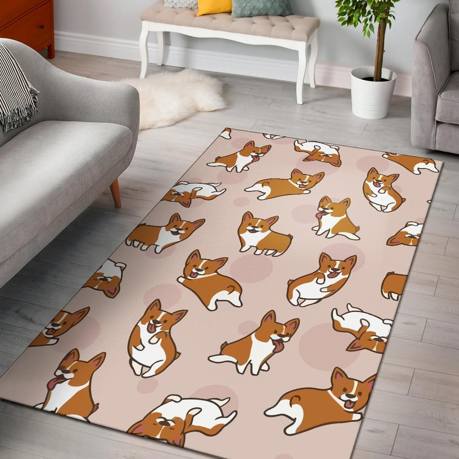 Corgis Pattern Dog Area Rug - Unique Anime Apparel for Fans