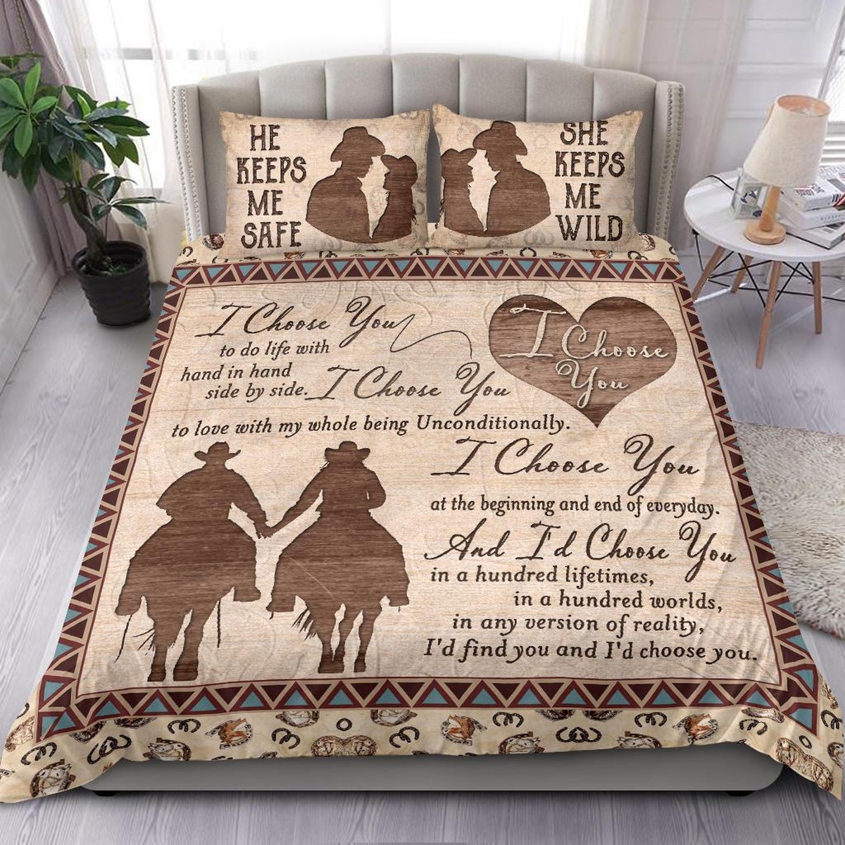 Country- I Choose You Ride A Horse Bed Sheets Spread Duvet Cover Bedding Set - Unique Anime Apparel for Fans