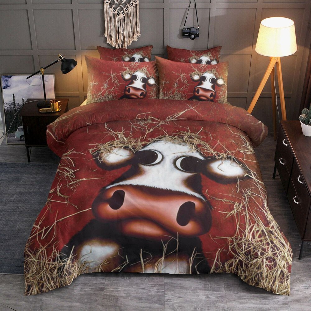 Cow Bed Sheets Spread Duvet Cover Bedding Set - Unique Anime Apparel for Fans