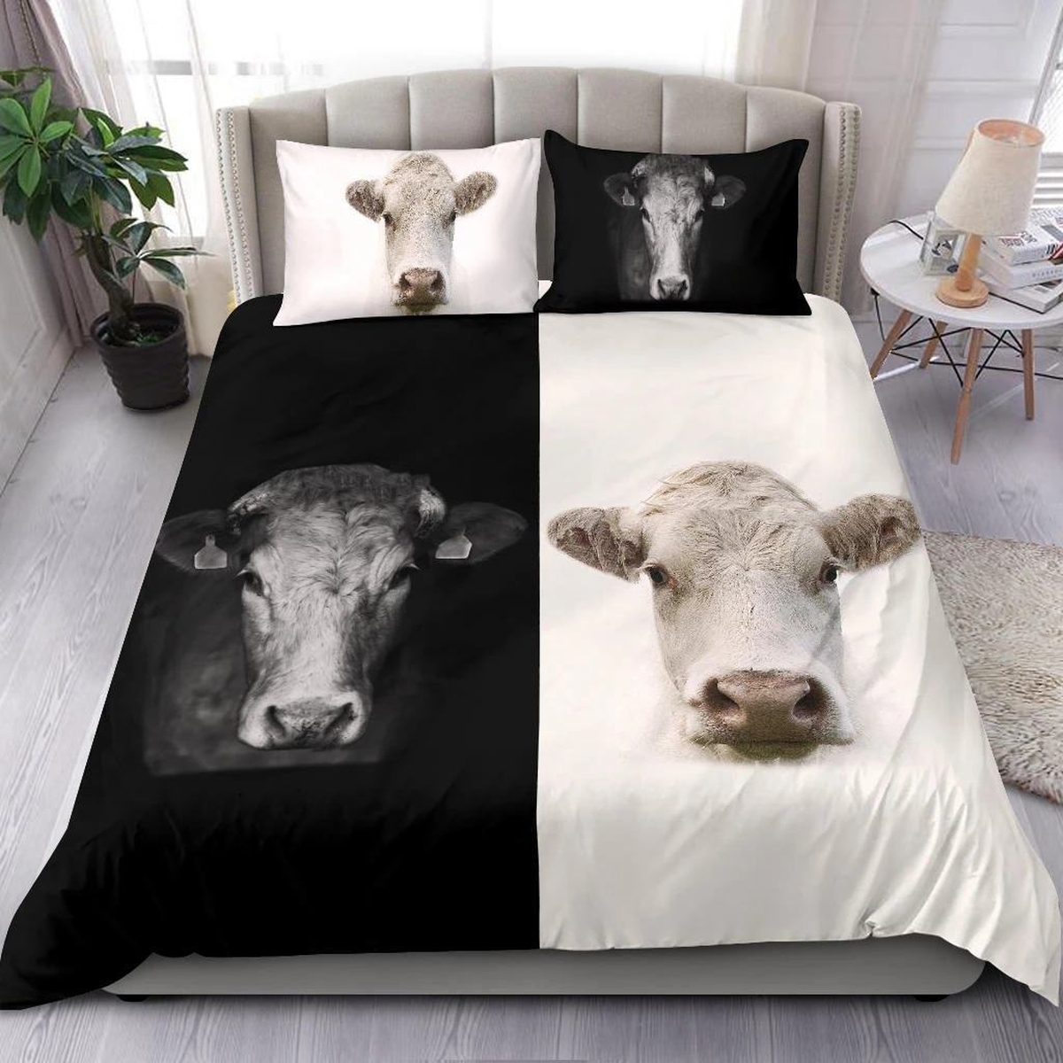 Cow Black And White Bedding Set Bed Sheet Spread Duvet Cover Bedding Set - Unique Anime Apparel for Fans