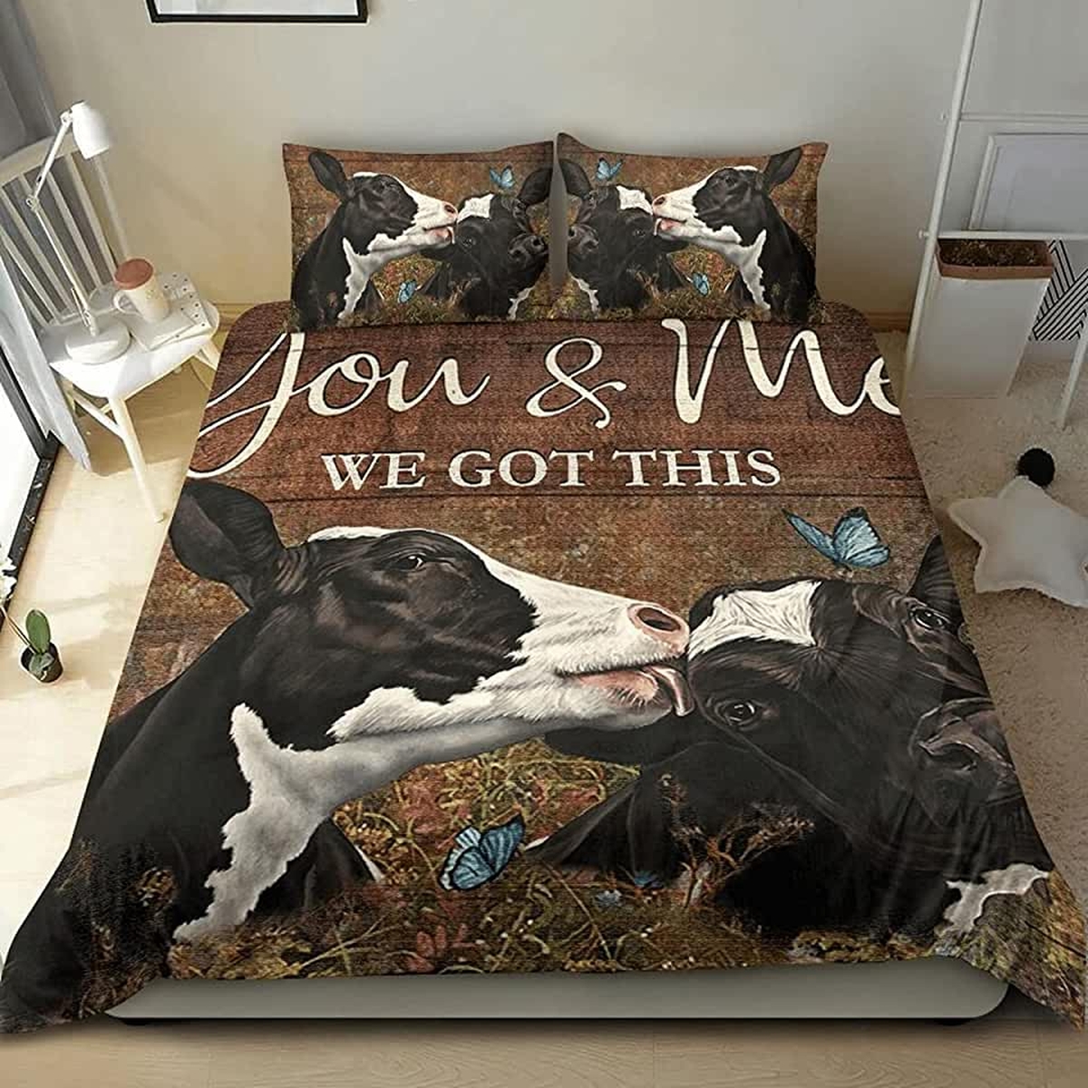 Cow Couple You & Me We Got This Bedding Set Bed Sheets Spread Duvet Cover Bedding Set - Unique Anime Apparel for Fans