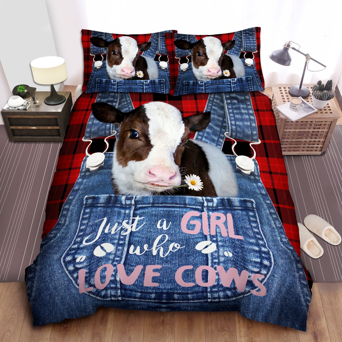 Cow Just A Girl Who Love Cows Bedding Set Bed Sheets Spread Duvet Cover Bedding Set - Unique Anime Apparel for Fans