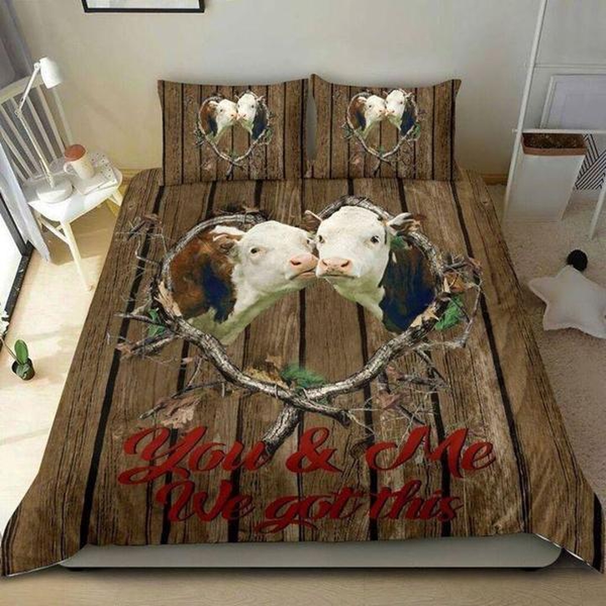 Cow You And Me We Got This Bedding Set Bed Sheets Spread Duvet Cover Bedding Set - Unique Anime Apparel for Fans