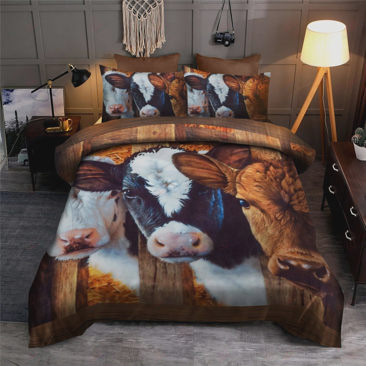 Cows Country Farm Bed Sheets Spread Duvet Cover Bedding Set - Unique Anime Apparel for Fans