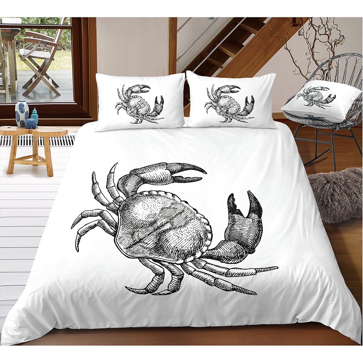 Crab Bedding Set Bed Sheets Spread Comforter Duvet Cover Bedding Set - Unique Anime Apparel for Fans