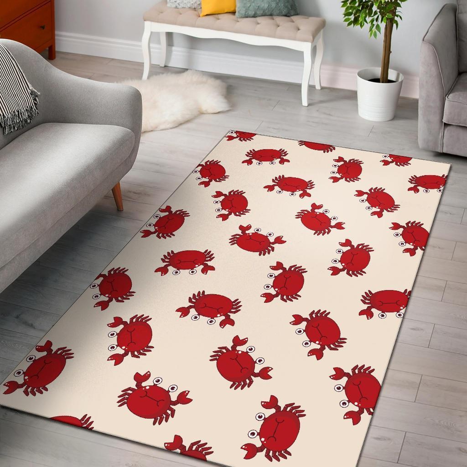 Crab Cartoon Pattern Print Area Limited Edition Rug - Unique Anime Apparel for Fans
