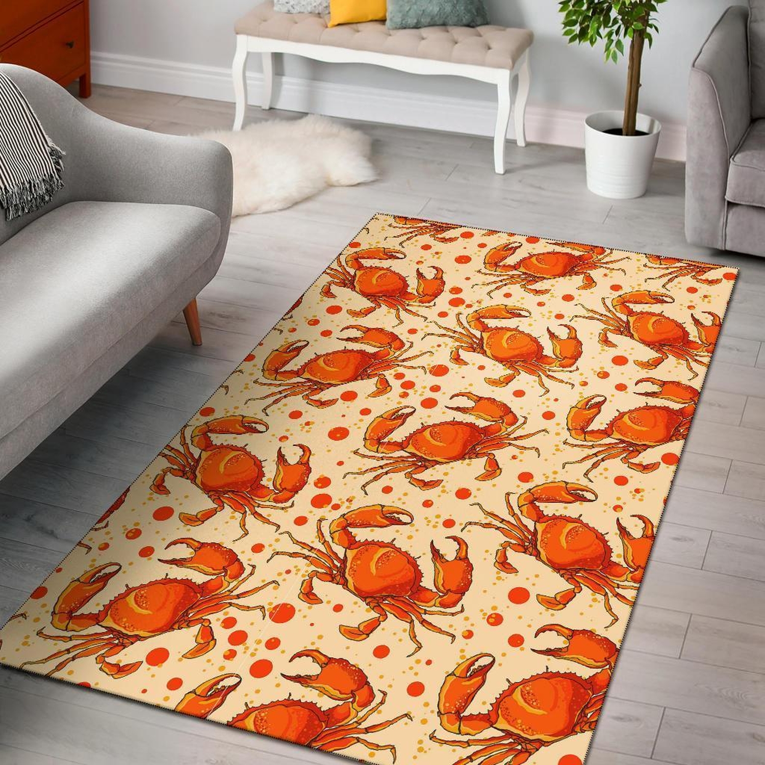 Crab Print Pattern Area Limited Edition Rug - Unique Anime Apparel for Fans