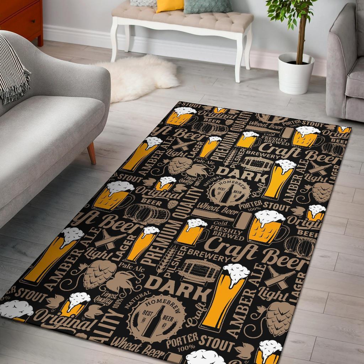 Craft Beer Print Pattern Area Limited Edition Rug - Unique Anime Apparel for Fans