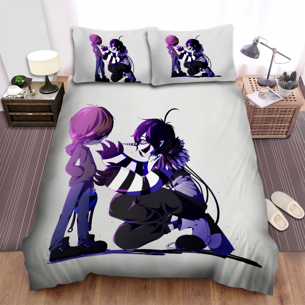 Creepypasta Laughing Jack & Eyeless Jack Bed Sheets Spread Duvet Cover Bedding Set - Unique Anime Apparel for Fans