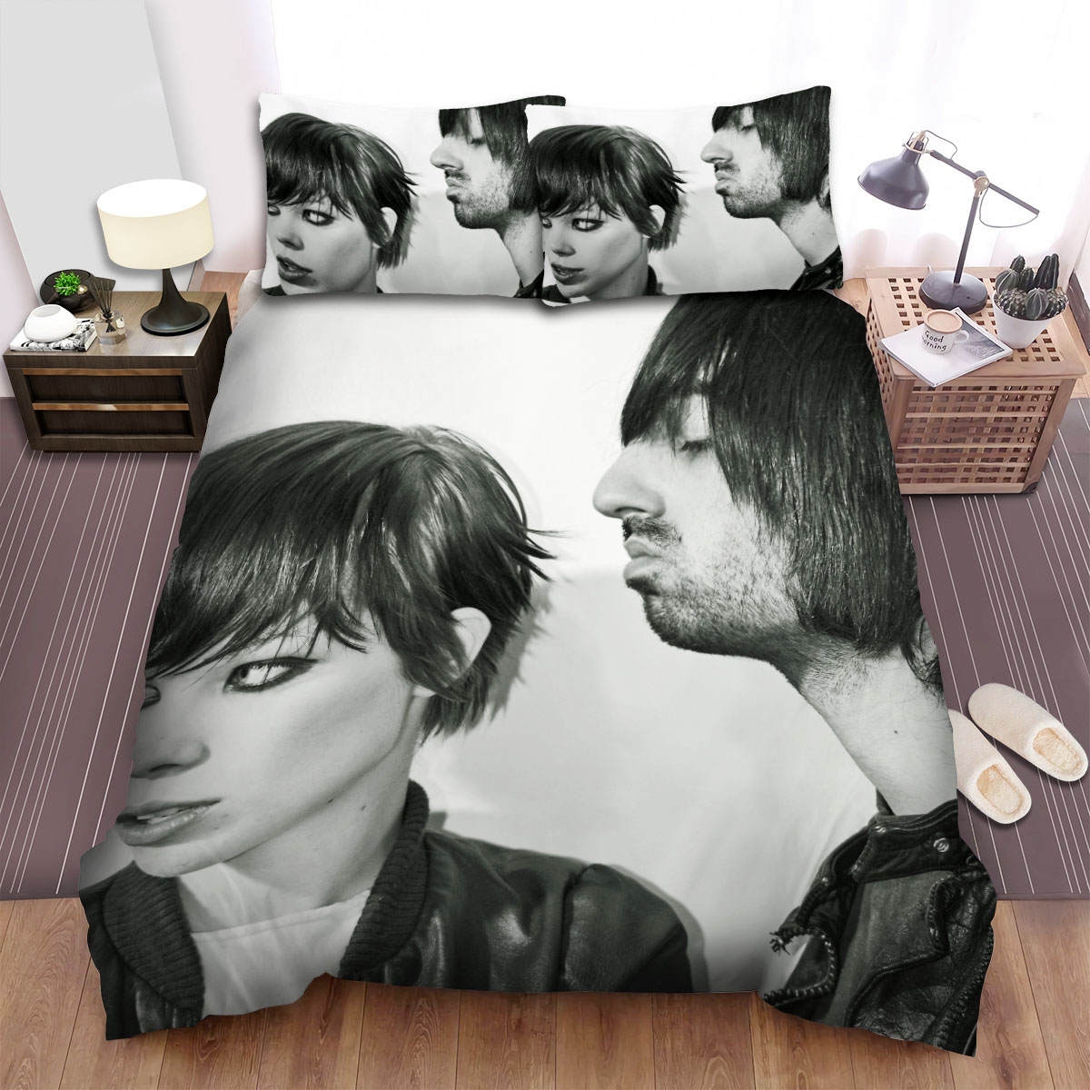Crystal Castles Music Band Black And White Bed Sheets Spread Duvet Cover Bedding Set - Unique Anime Apparel for Fans