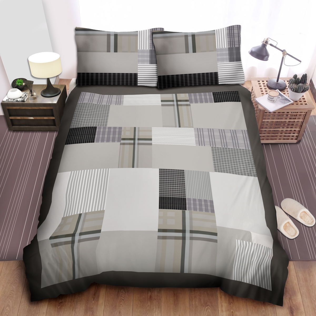 Cuddl Duds Flannel Patchwork Duvet Cover Bedding Set - Unique Anime Apparel for Fans