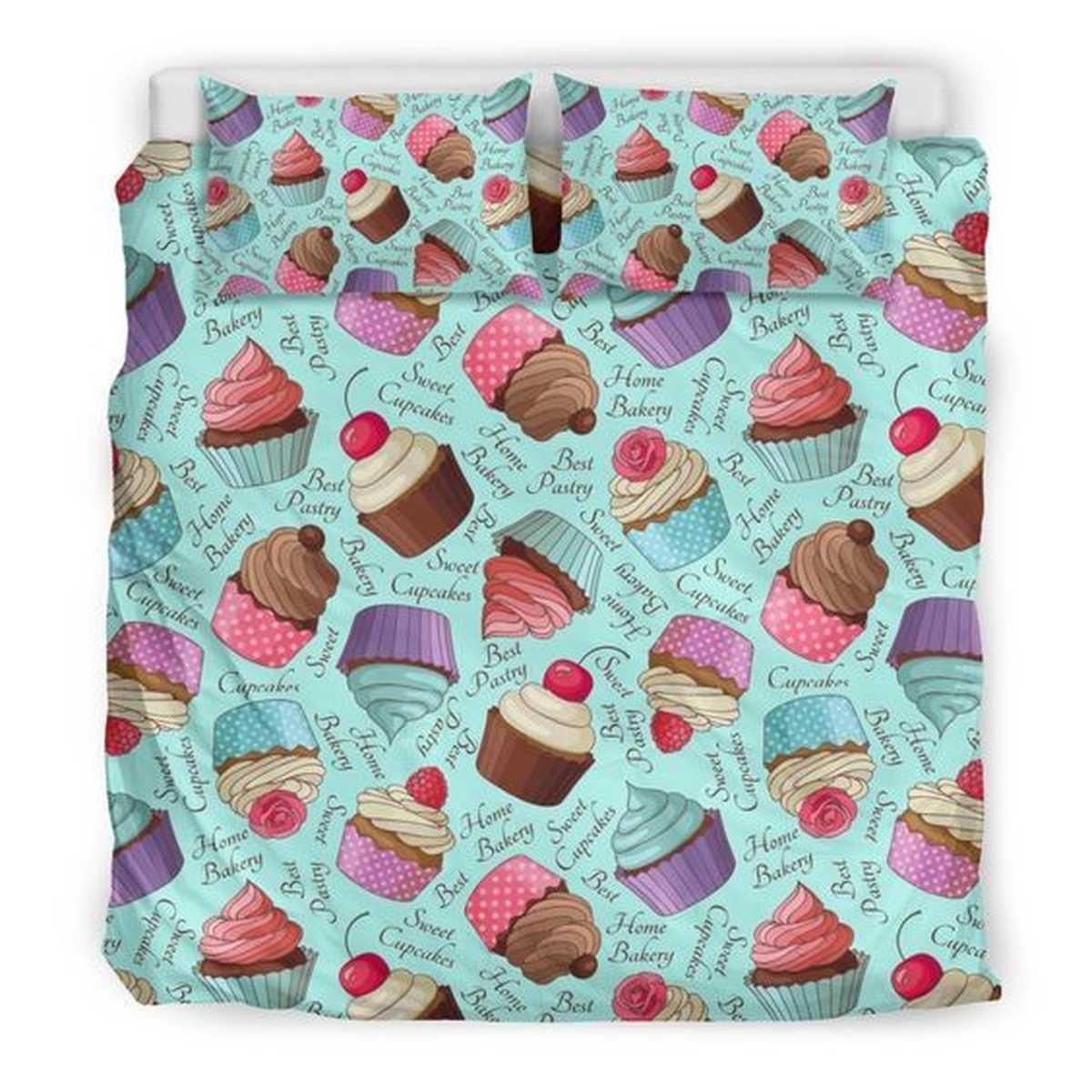 Cupcake Blue Bed Sheets Spread Duvet Cover Bedding Set - Unique Anime Apparel for Fans