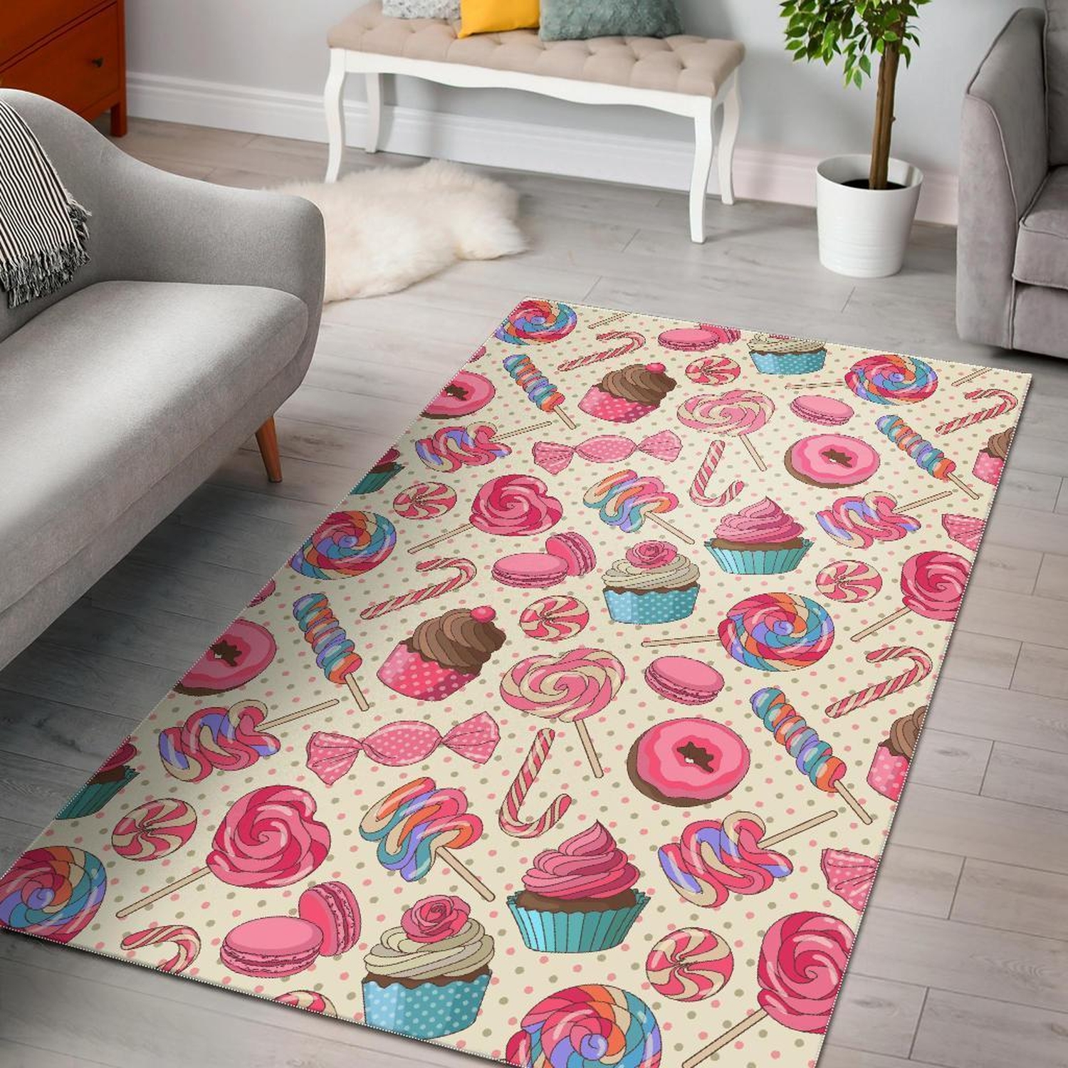 Cupcake Dessert Pattern Print Area Limited Edition Rug - Unique Anime Apparel for Fans
