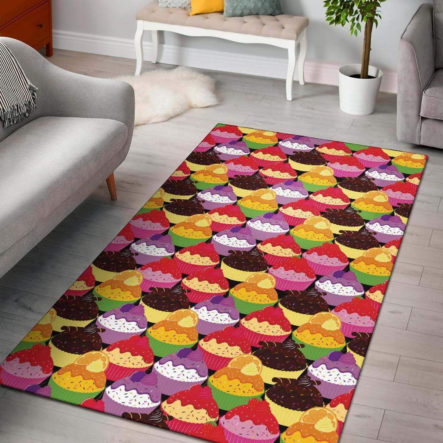 Cupcake Pattern Print Design Limited Edition Rug - Unique Anime Apparel for Fans