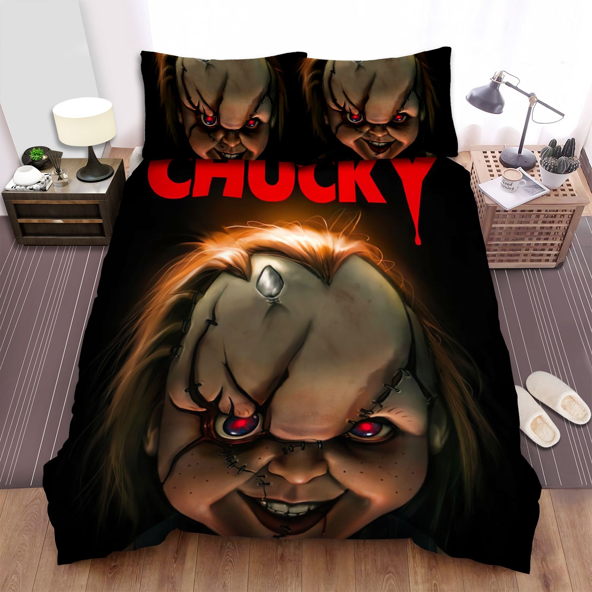 Curse Of Chucky Scary Doll Bed Sheets Spread Comforter Duvet Cover Bedding Set - Unique Anime Apparel for Fans