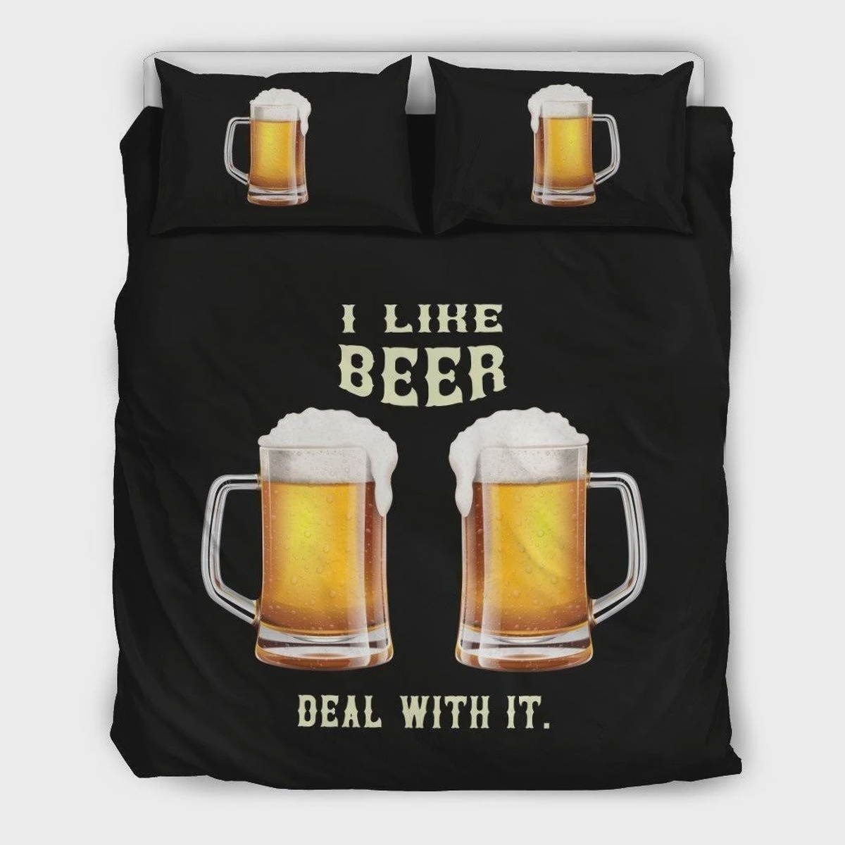 Custom Bedding I Love Beer Deal With It Bedding Set (Duvet Cover & Pillow Cases) - Unique Anime Apparel for Fans