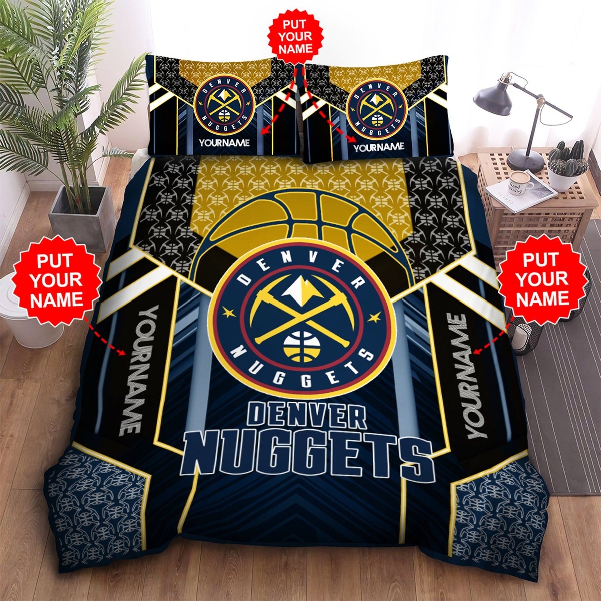 Custom Name Denver Nuggets Bedding Set - Unique Anime Apparel for Fans