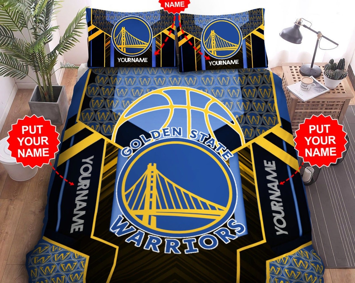 Custom Name Golden State Warriors Duvet Covers Bedding Set - Unique Anime Apparel for Fans
