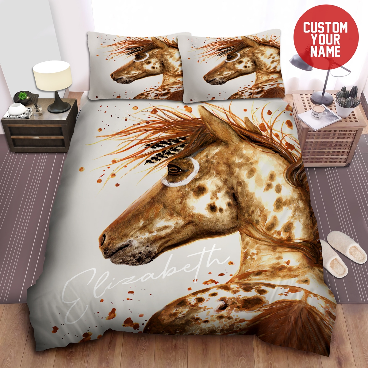 Custom Name Horse Duvet Cover Bedding Set - Unique Anime Apparel for Fans