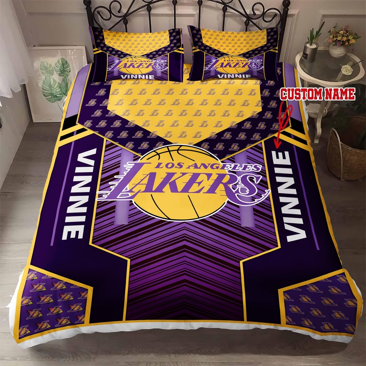 Custom Name Los Angeles Lakers Bedding Set - Unique Anime Apparel for Fans