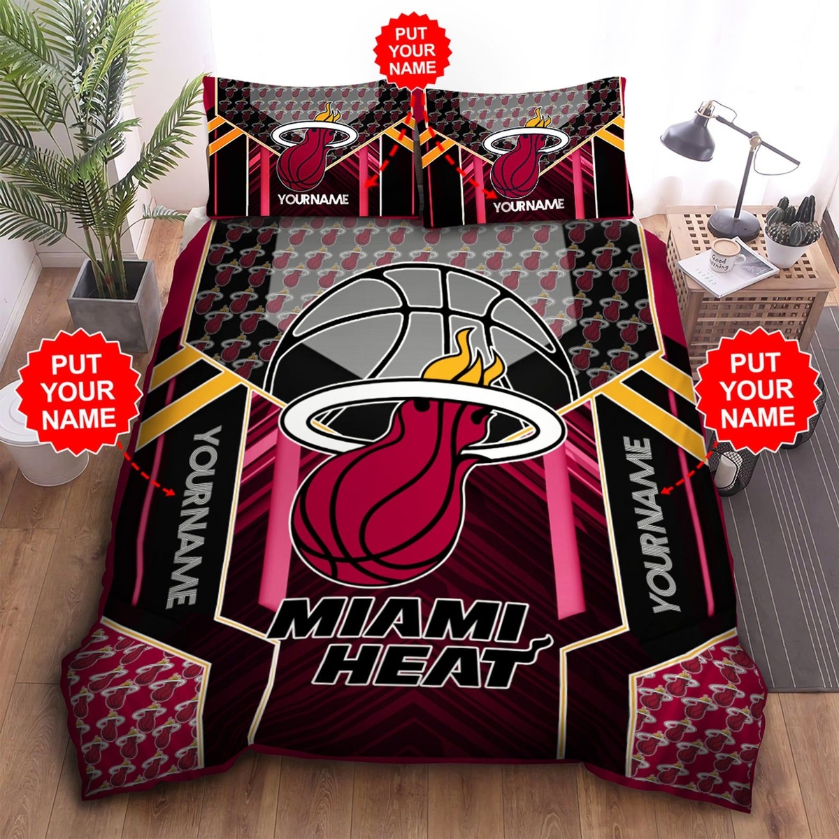 Custom Name Miami Heat Bedding Set - Unique Anime Apparel for Fans