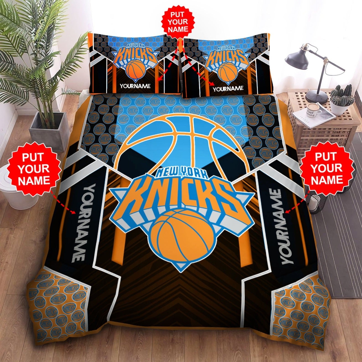 Custom Name New York Knicks Bedding Set - Unique Anime Apparel for Fans