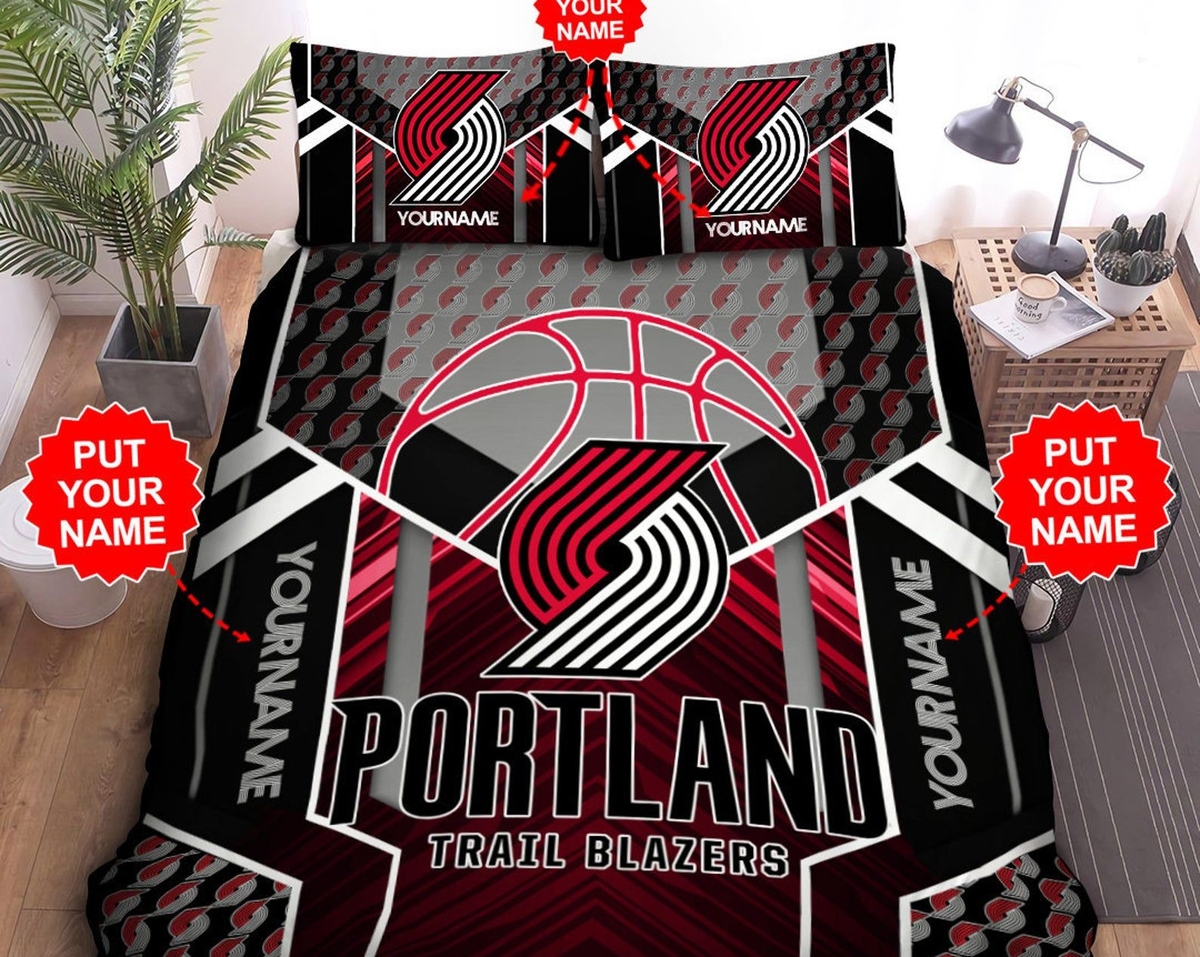 Custom Name Portland Trail Blazers Duvet Covers Bedding Set - Unique Anime Apparel for Fans