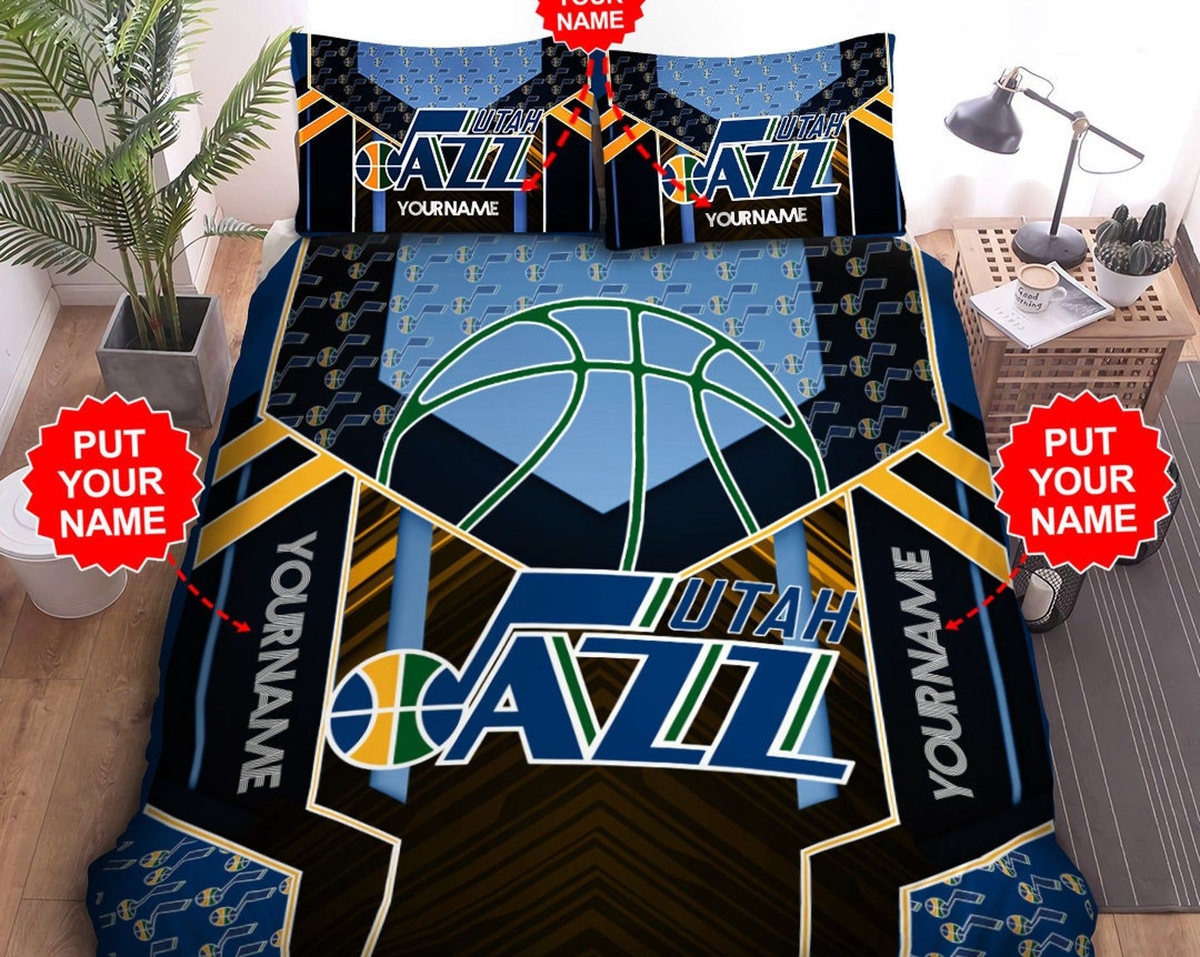 Custom Name Utah Jazz Bedding Set - Unique Anime Apparel for Fans