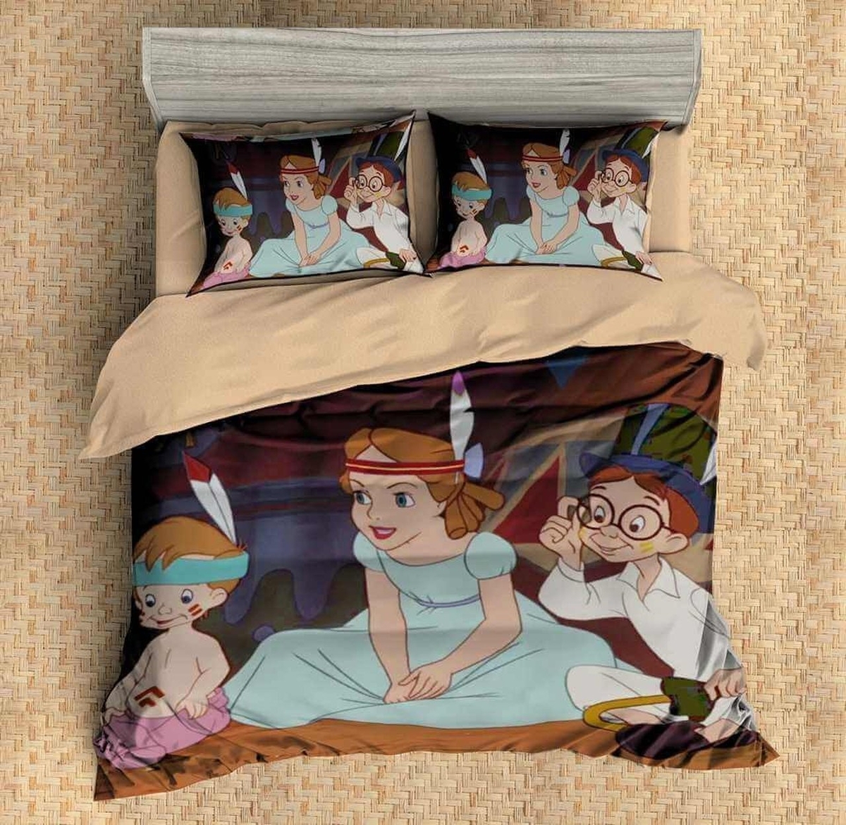 Custom Peter Pan 3d Bedding Set Duvet Cover Set 3pcs Flat Sheet Pillowcases - Unique Anime Apparel for Fans