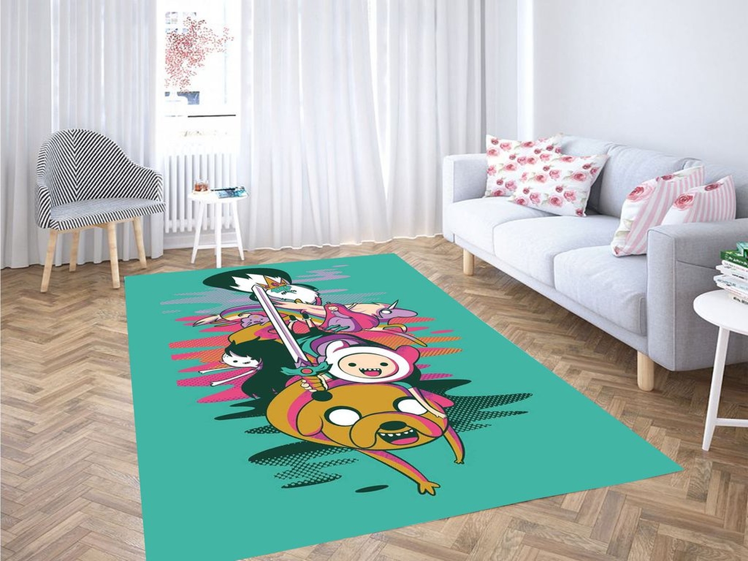 Cute Adventure Time Living Room Modern Carpet Rug - Unique Anime Apparel for Fans