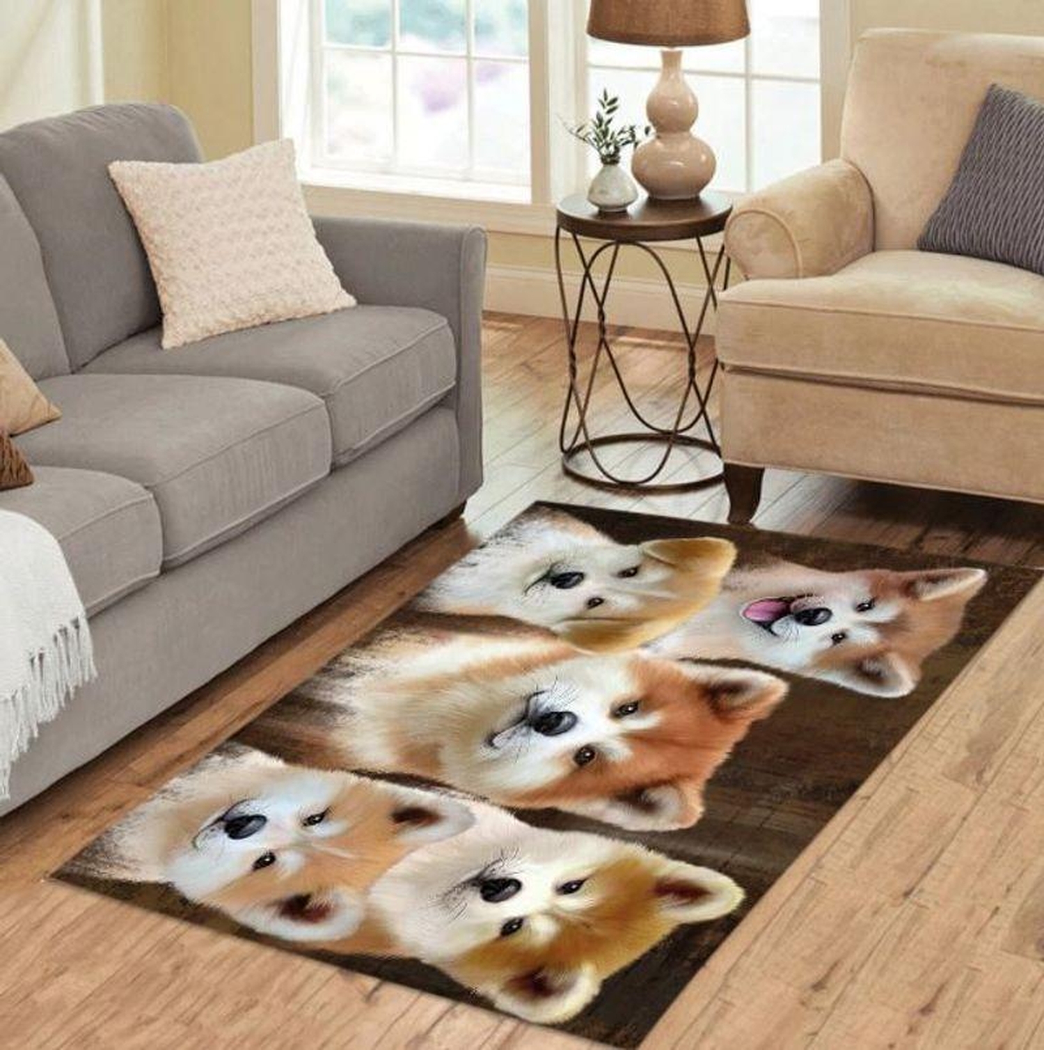 Cute Akita Rectangle Limited Edition Rug - Unique Anime Apparel for Fans