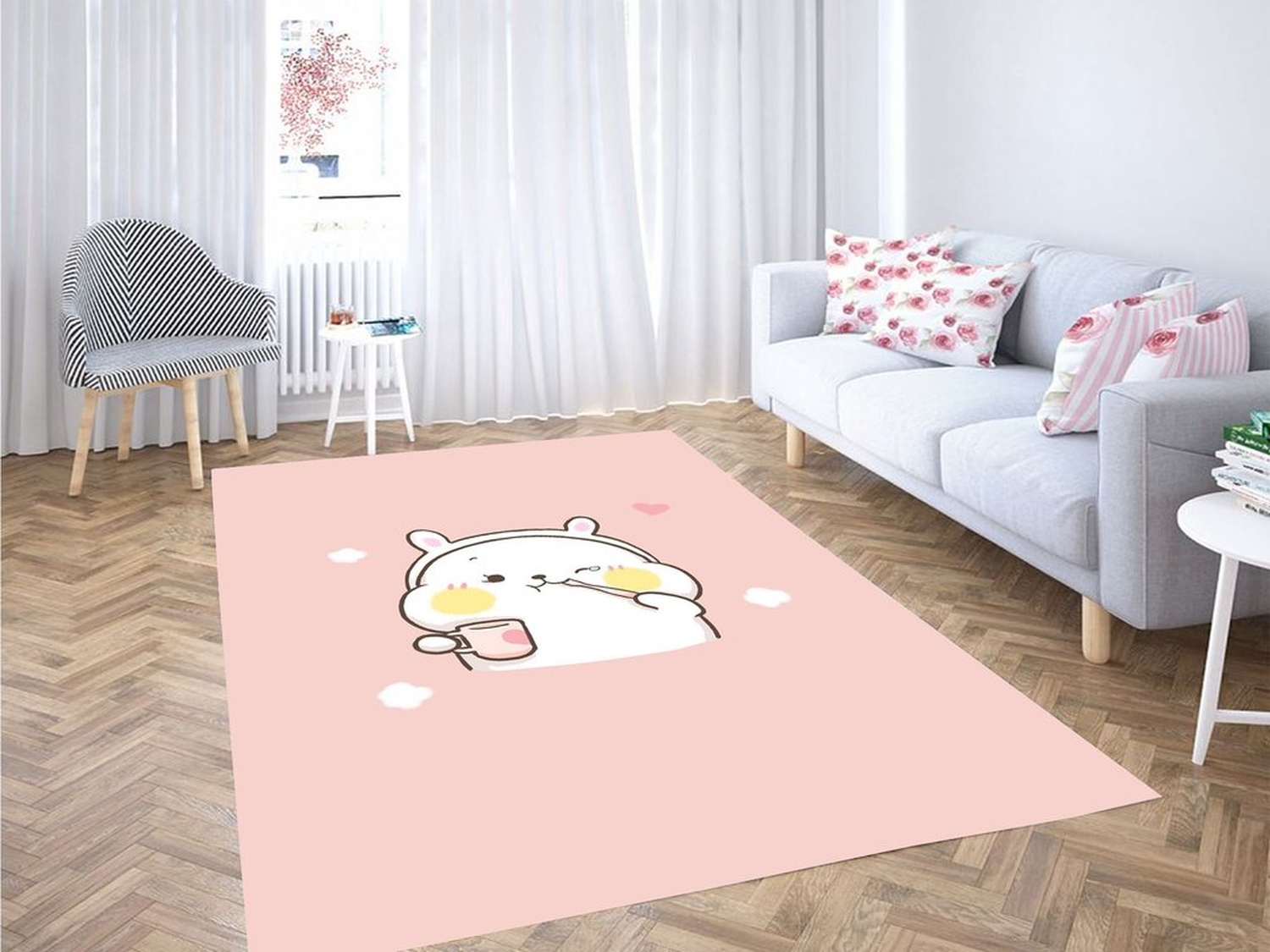 Cute Animal Cartoon Living Room Modern Carpet Rug - Unique Anime Apparel for Fans