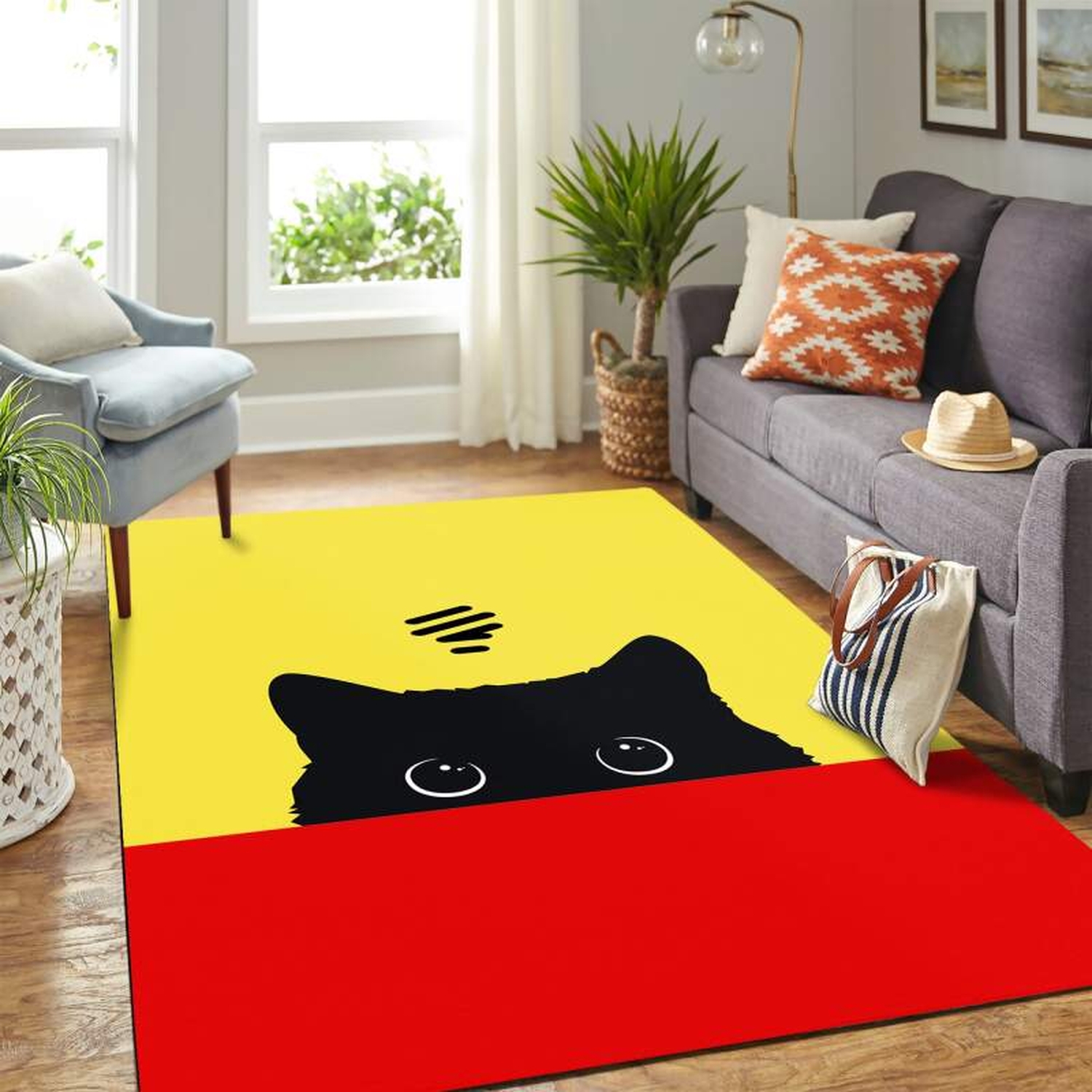 Cute Black Cat Carpet Rug - Unique Anime Apparel for Fans