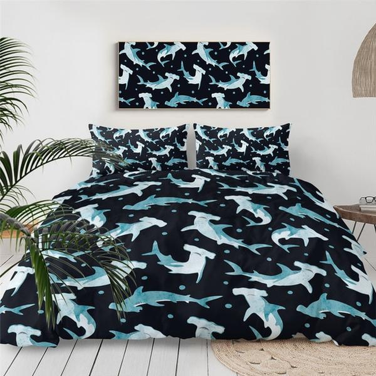 Cute Cartoon Hammerhead Shark Bedding Set (Duvet Cover + Pillow Cases) - Unique Anime Apparel for Fans