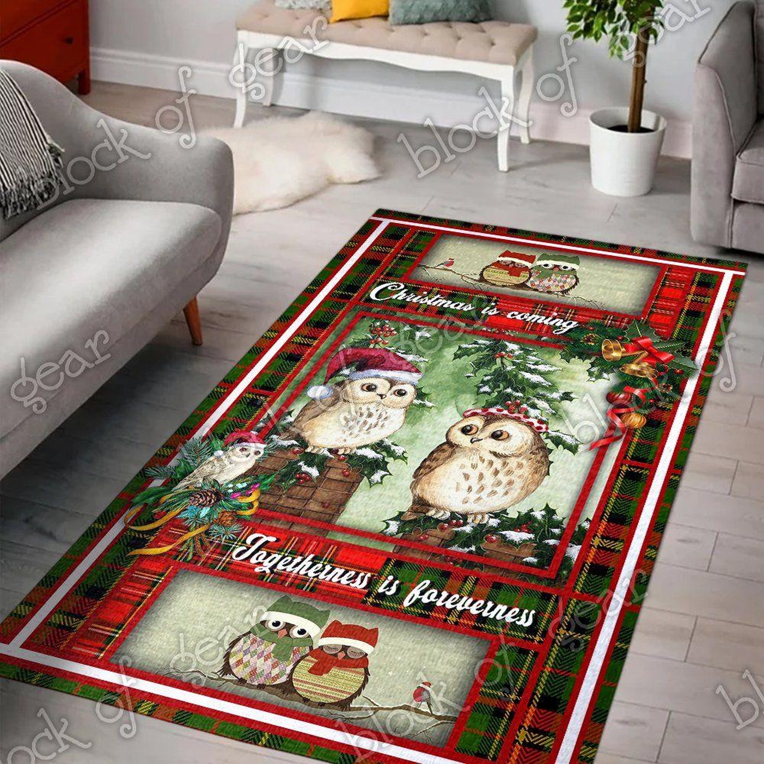 Cute Christmas Couple Owl Christmas Gift Living Room Limited Edition Rug - Unique Anime Apparel for Fans