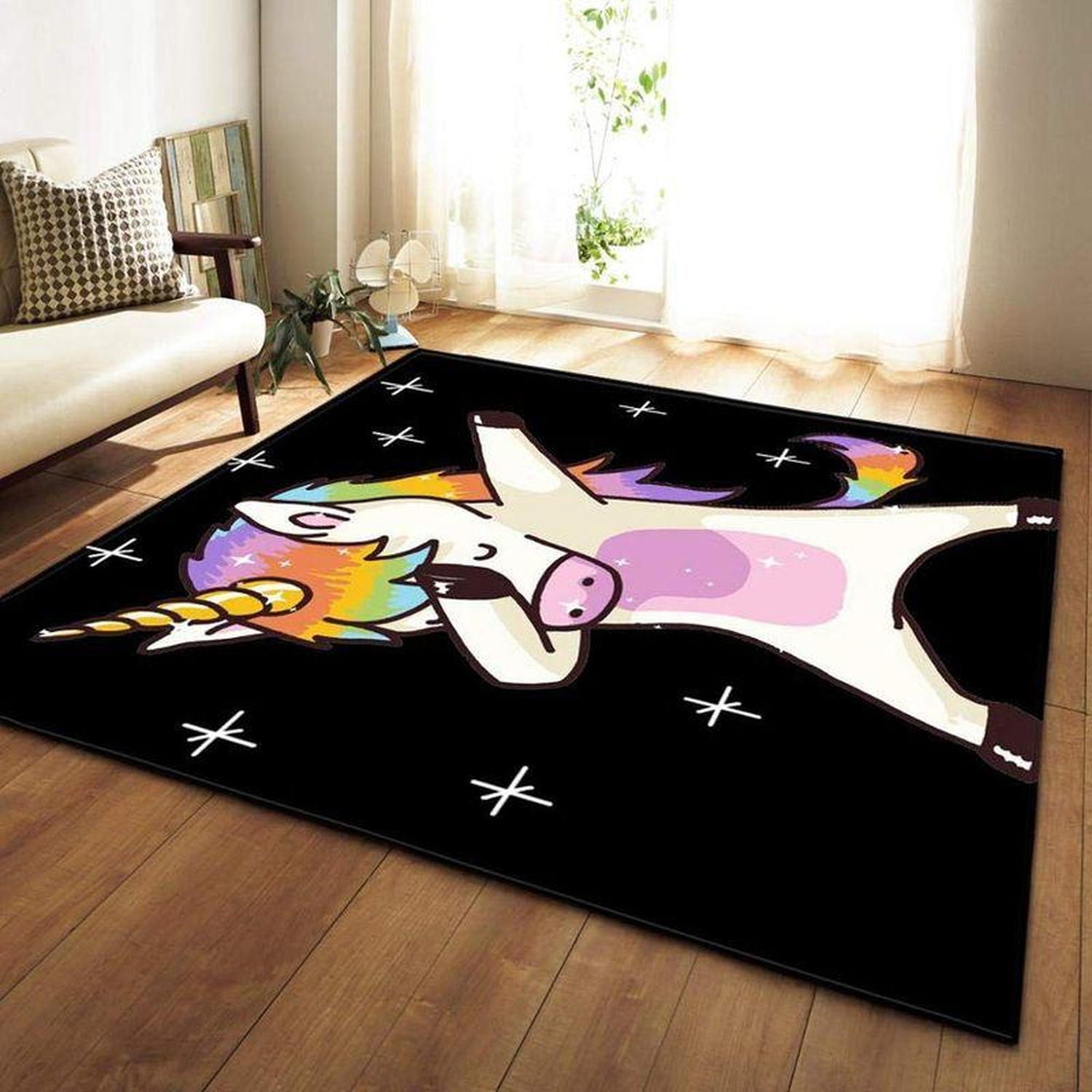 Cute Dabbing Unicorn Rectangle Limited Edition Rug - Unique Anime Apparel for Fans