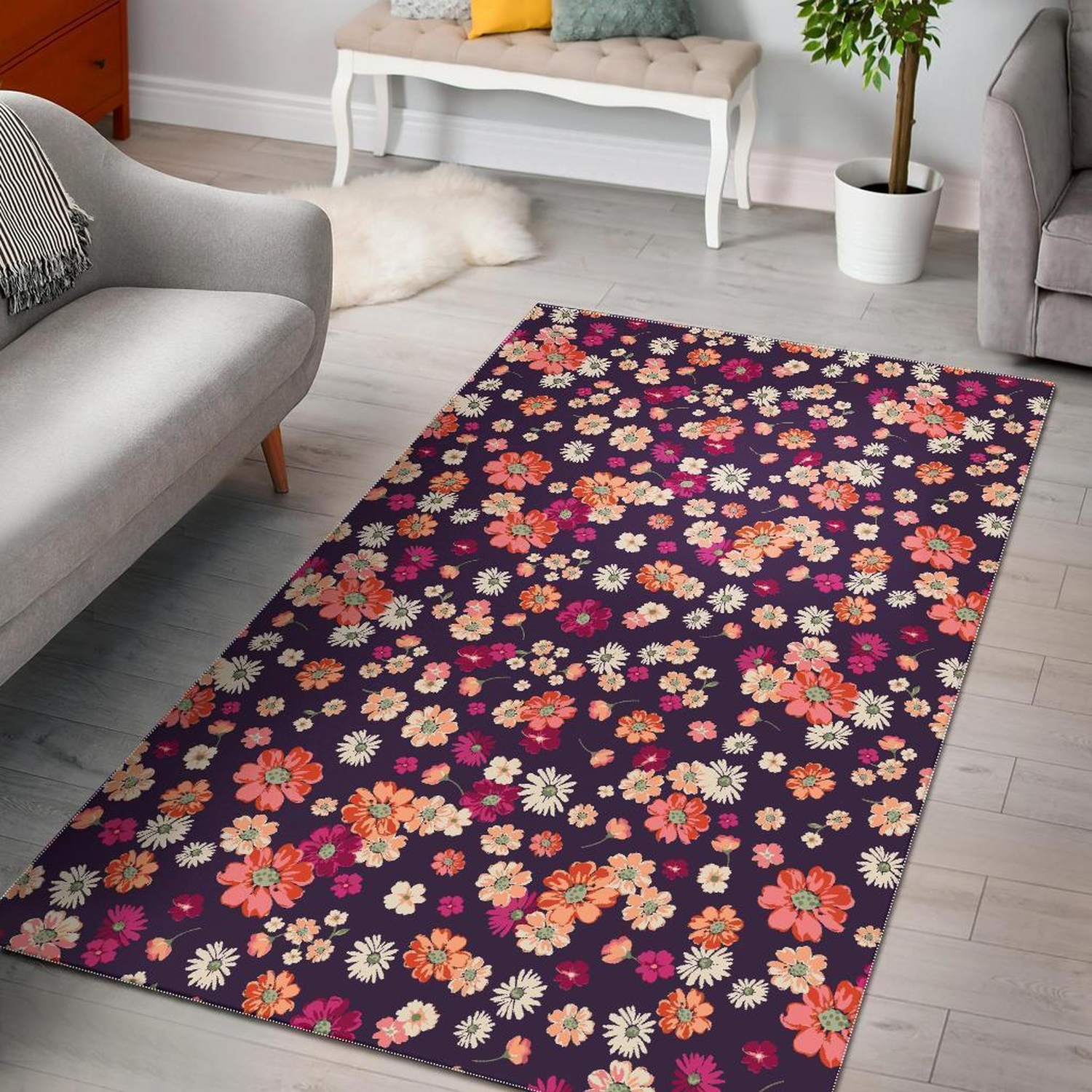Cute Daisy Colorfulpattern Print Area Limited Edition Rug - Unique Anime Apparel for Fans