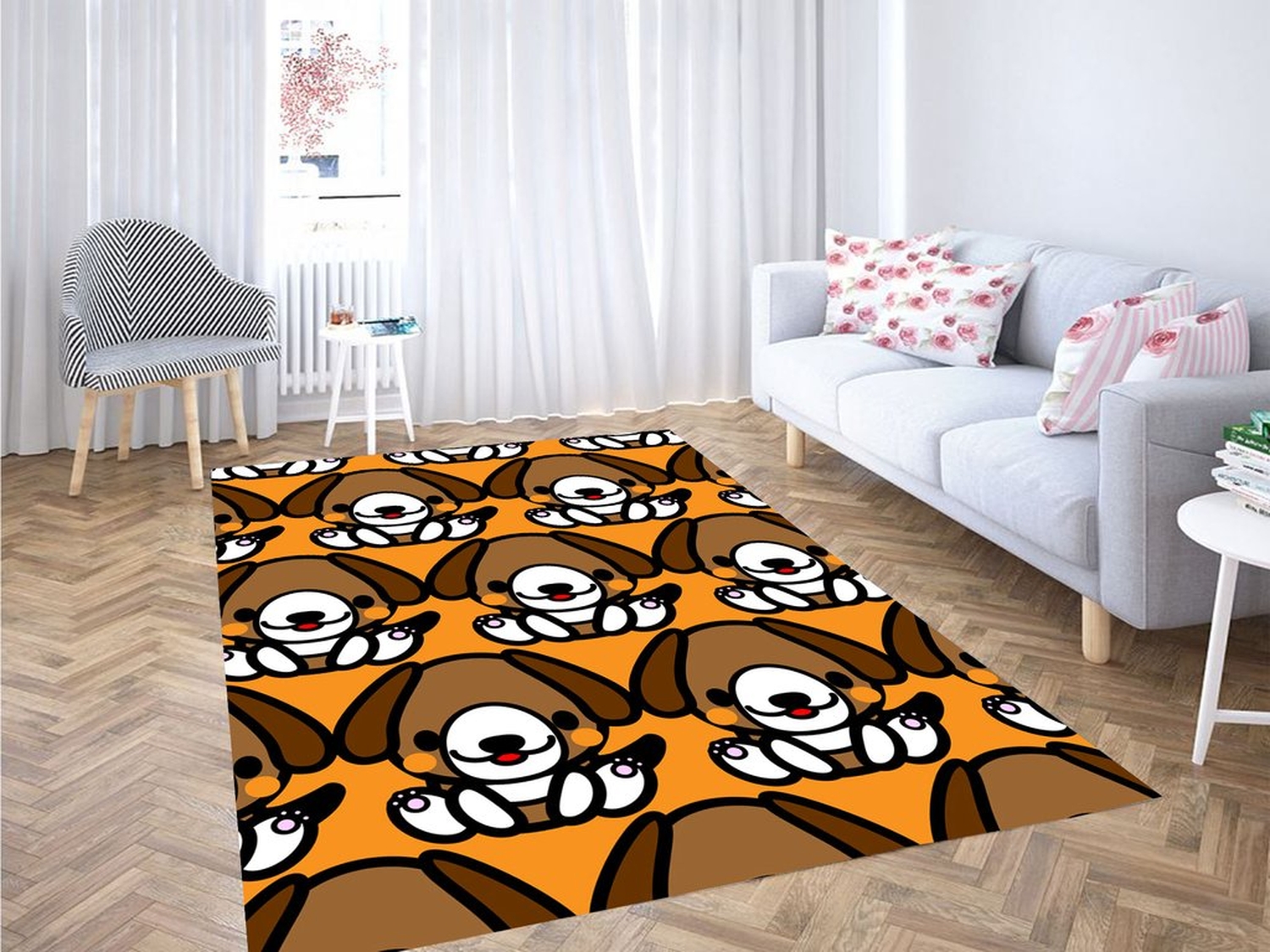 Cute Dog Living Room Modern Carpet Rug - Unique Anime Apparel for Fans