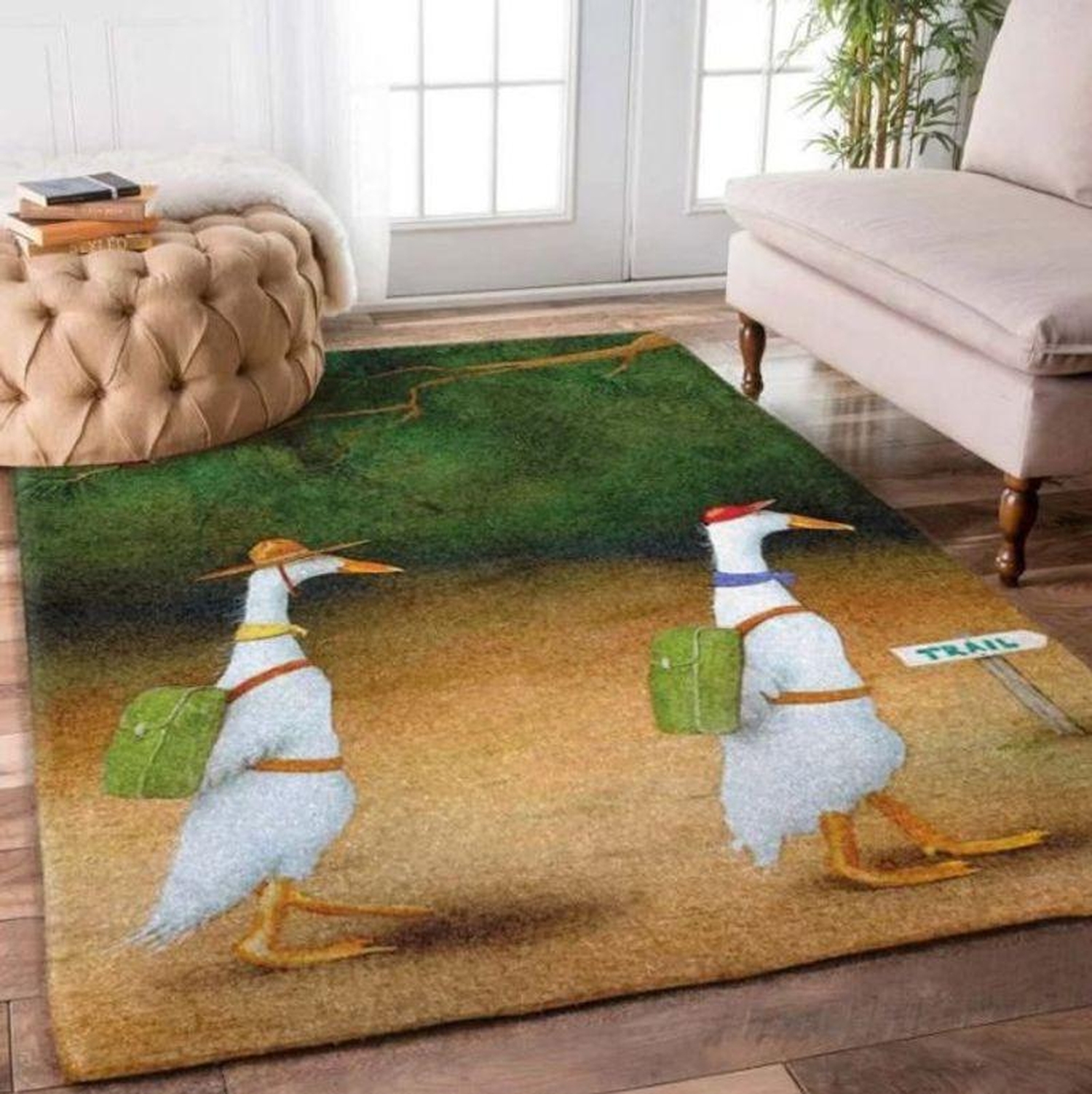 Cute Ducks Hiking Rectangle Limited Edition Rug - Unique Anime Apparel for Fans